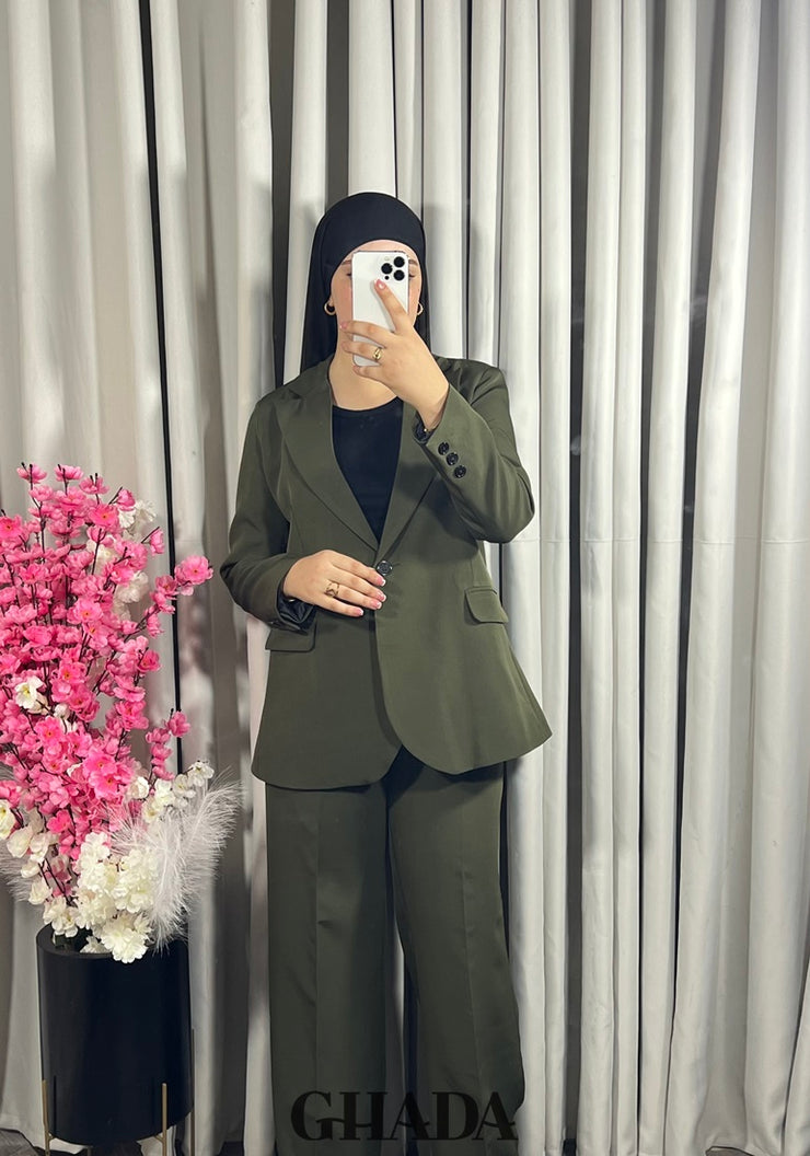 Ensemble tailleur en vert kaki