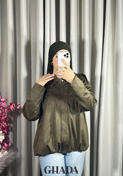 Bomber suède en vert olive