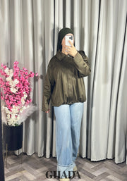 Bomber suède en vert olive