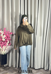 Bomber suède en vert olive