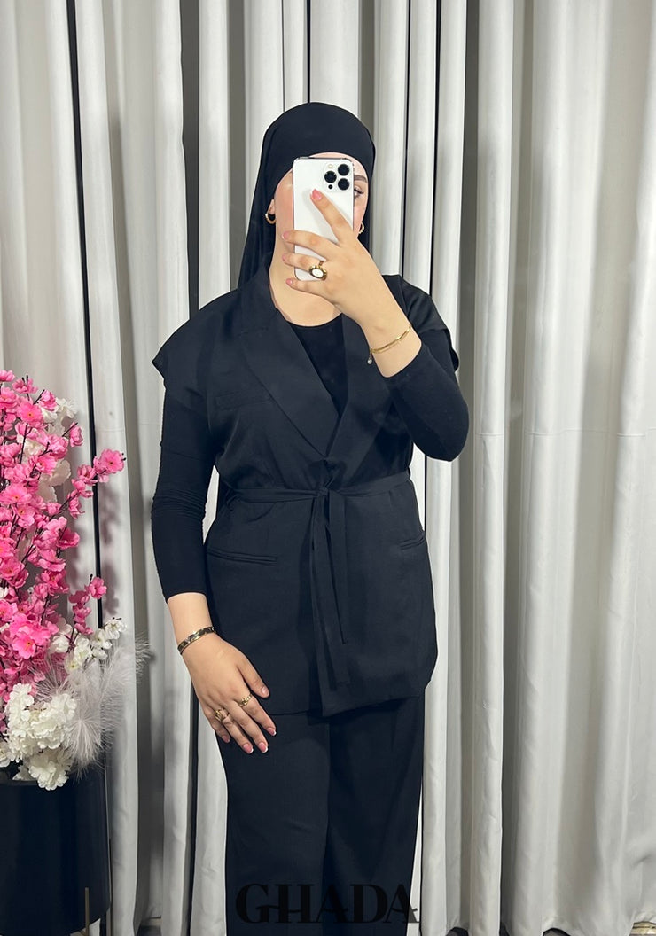 Ensemble gilet et pantalon en noir