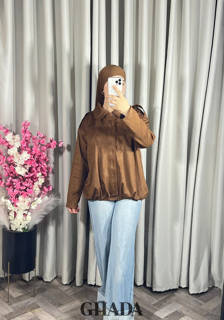 Bomber suède en camel