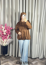 Bomber suède en camel