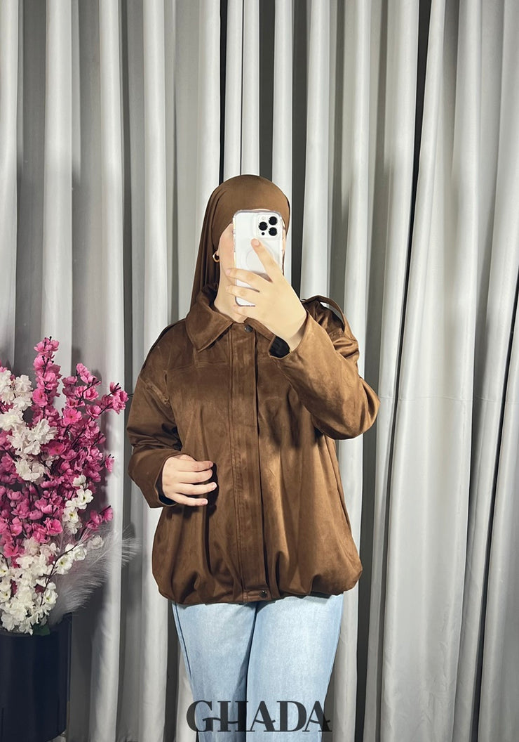 Bomber suède en camel