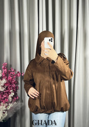 Bomber suède en camel