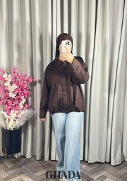 Bomber suède en marron chocolat