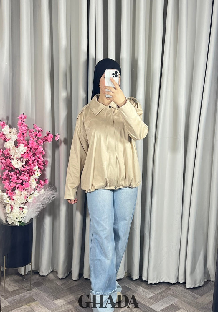 Bomber suède en beige