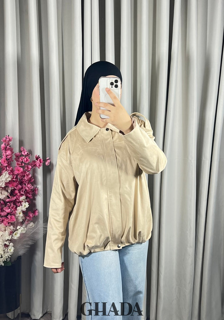 Bomber suède en beige