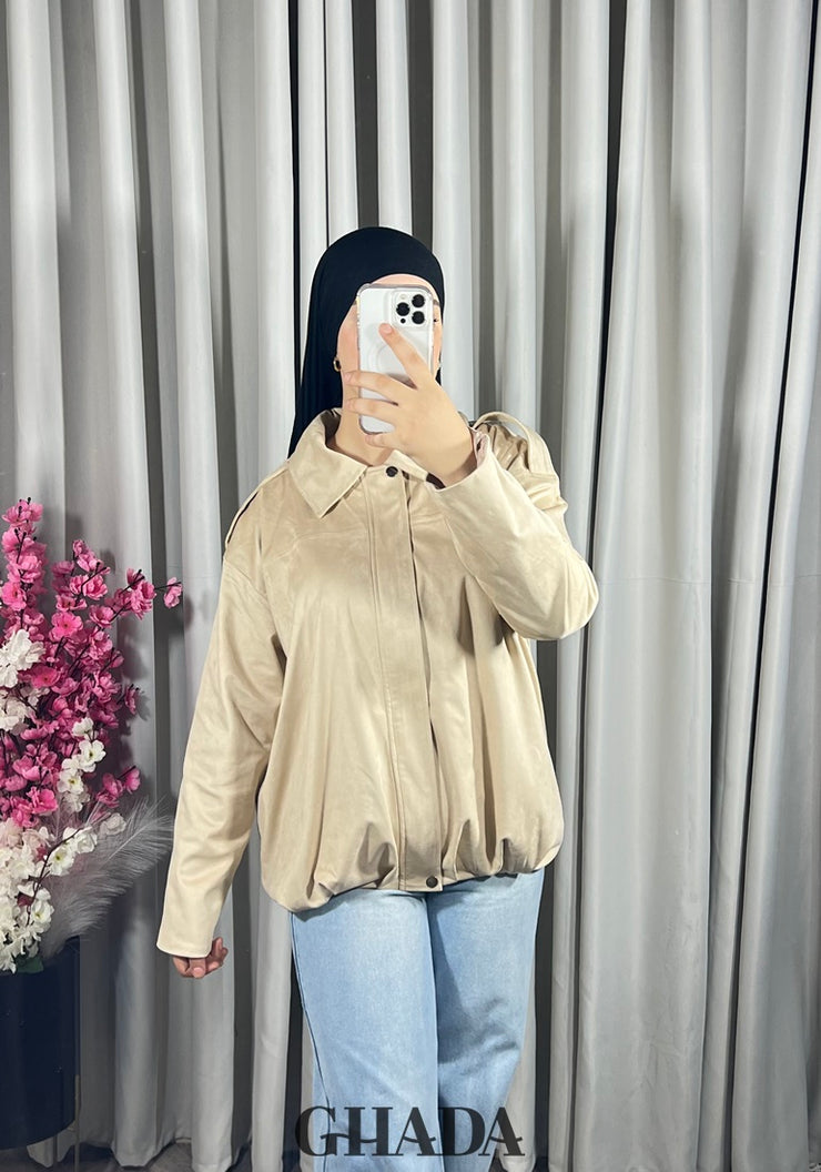 Bomber suède en beige