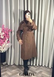 Trench-coat long en marron