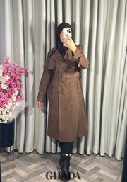 Trench-coat long en marron