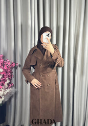 Trench-coat long en marron
