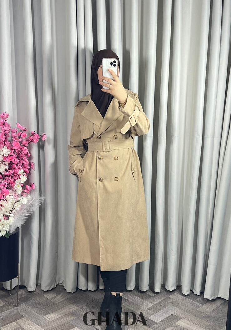Trench-coat long en beige