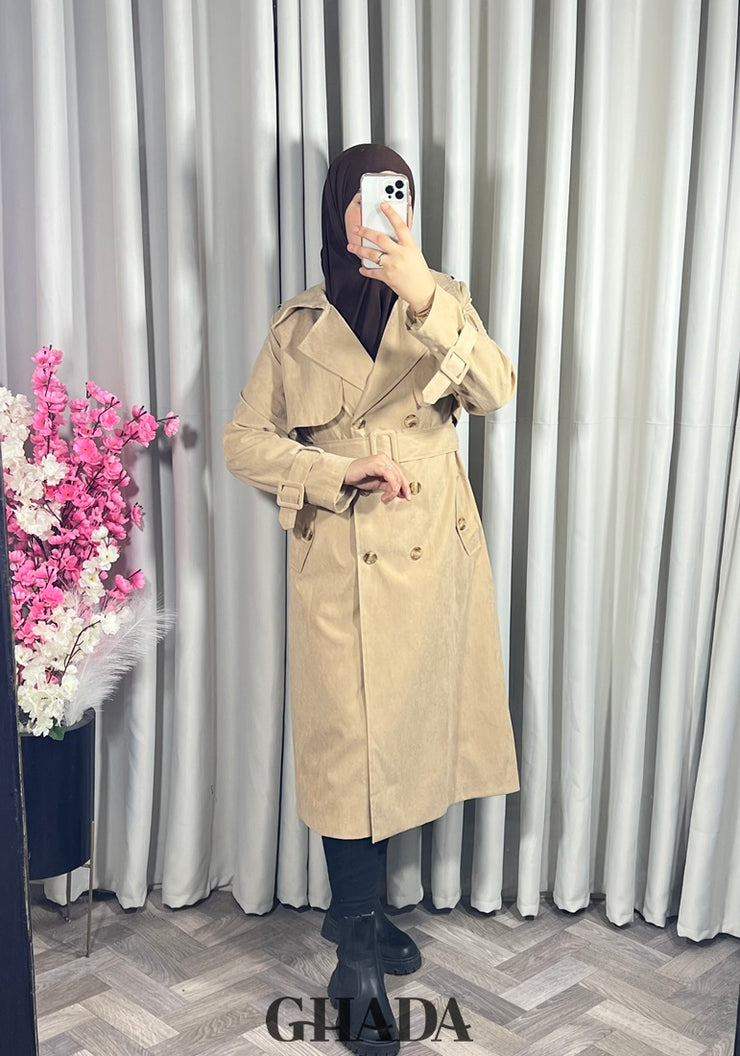 Trench-coat long en beige