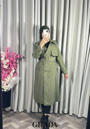 trench-coat en vert kaki