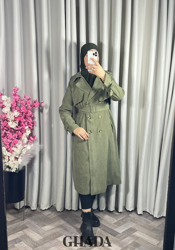 trench-coat en vert kaki
