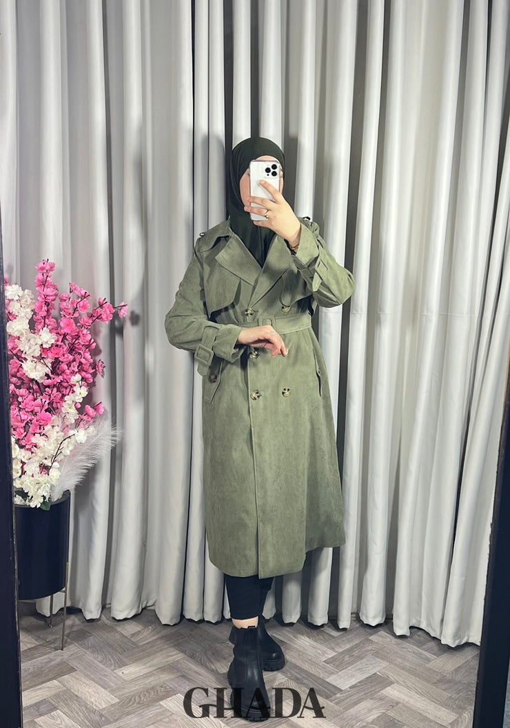 trench-coat en vert kaki