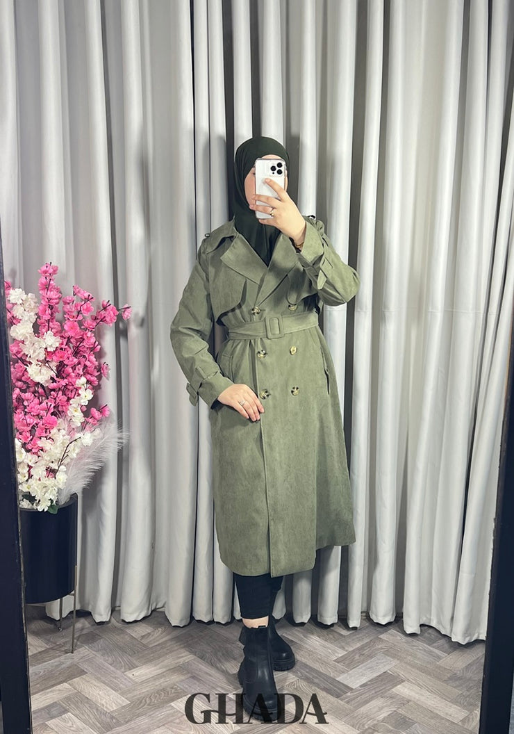 trench-coat en vert kaki