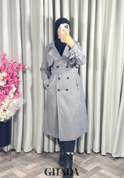 Trench-coat long en gris