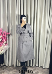Trench-coat long en gris