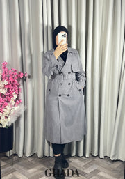 Trench-coat long en gris