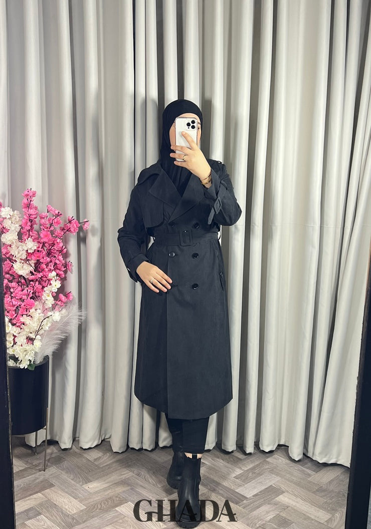 Trench-coat long en noir