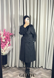 Trench-coat long en noir