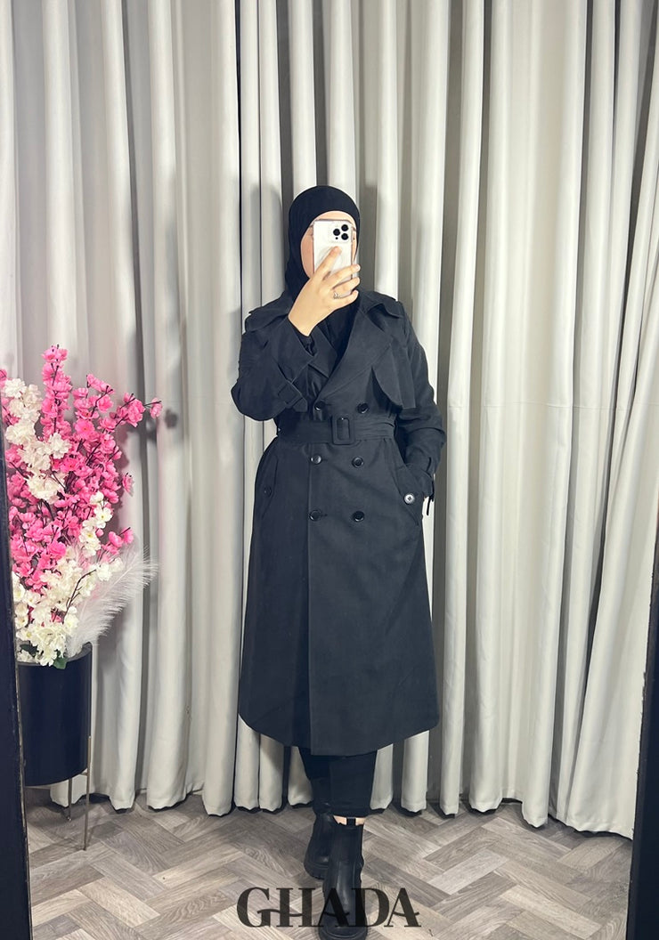 Trench-coat long en noir