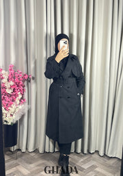 Trench-coat long en noir