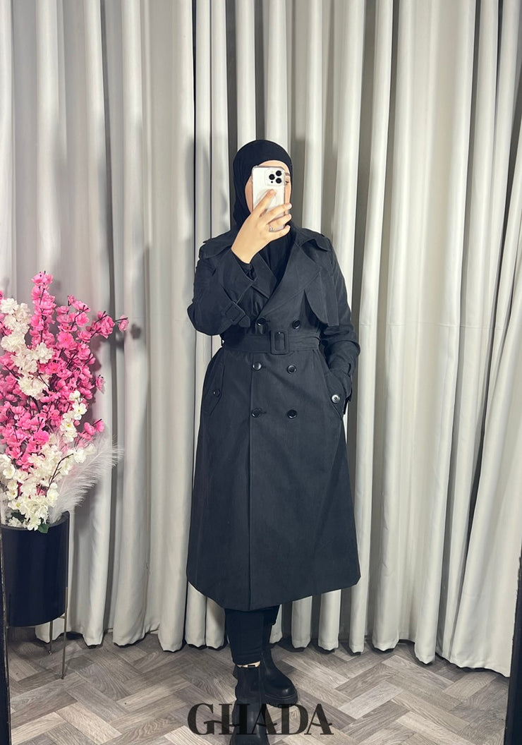 Trench-coat long en noir