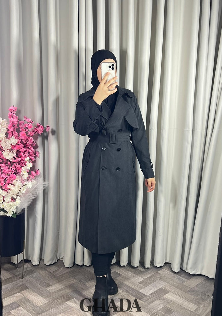Trench-coat long en noir