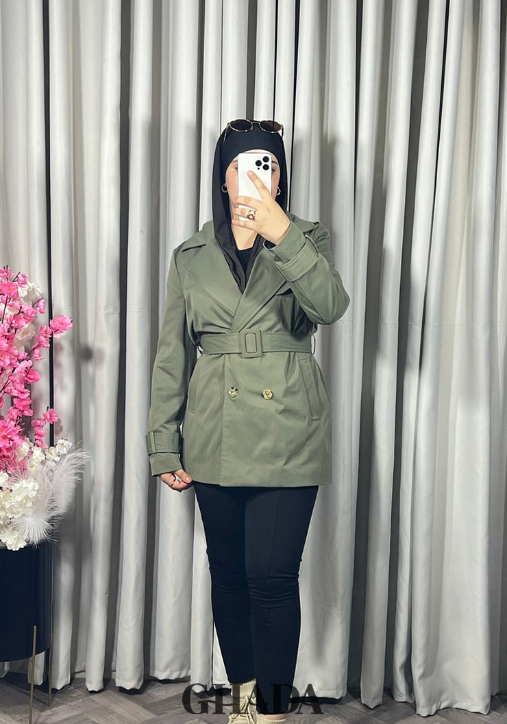 Trench-coat en vert kaki