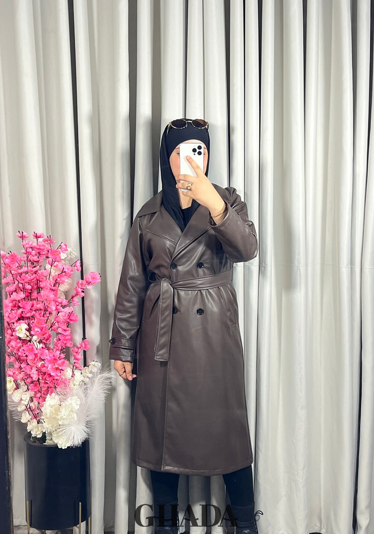 Trench-coat en simili cuir