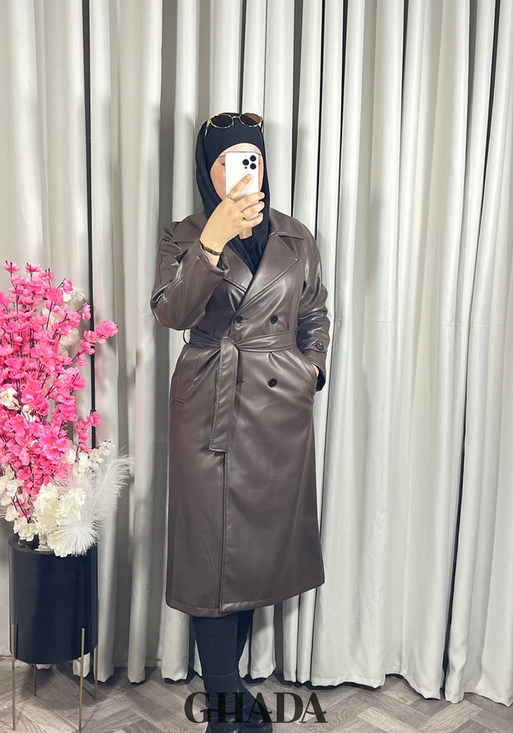 Trench-coat en simili cuir
