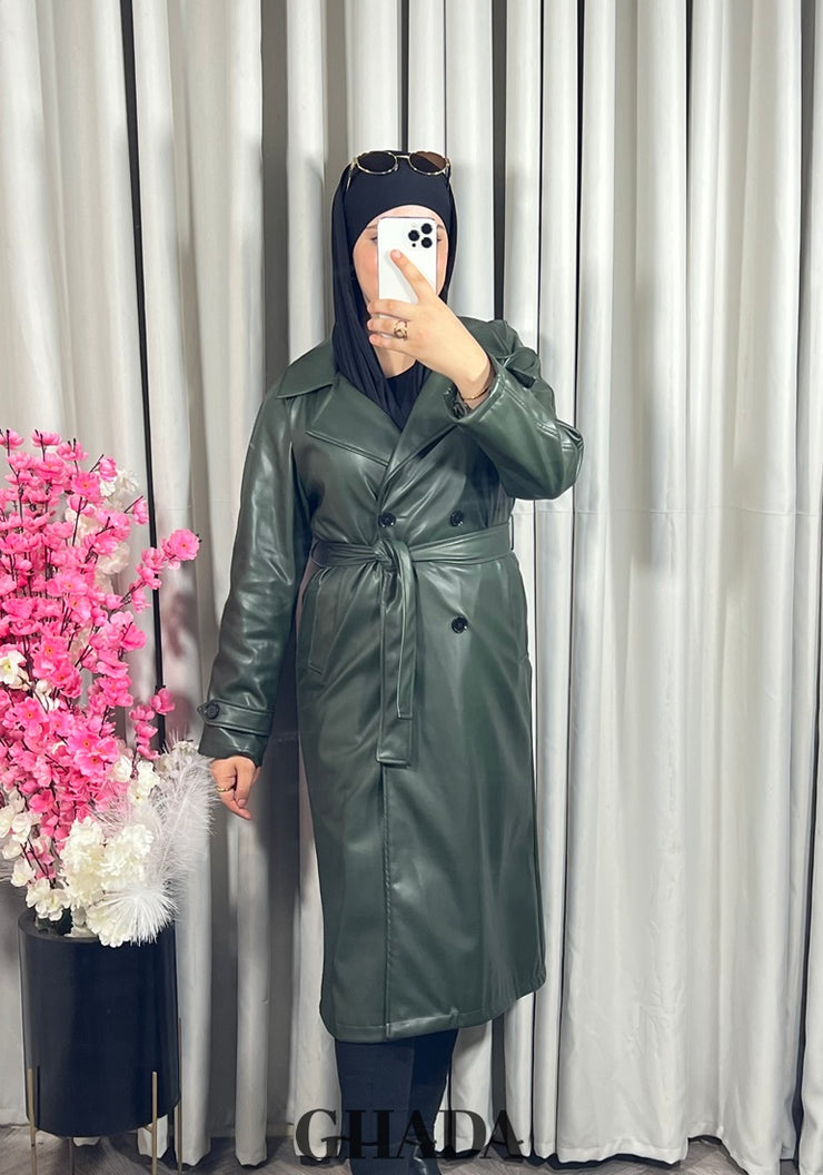 Trench-coat en simili cuir