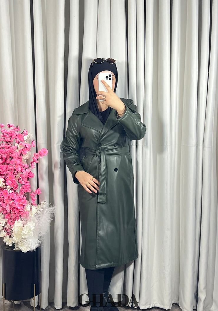 Trench-coat en simili cuir