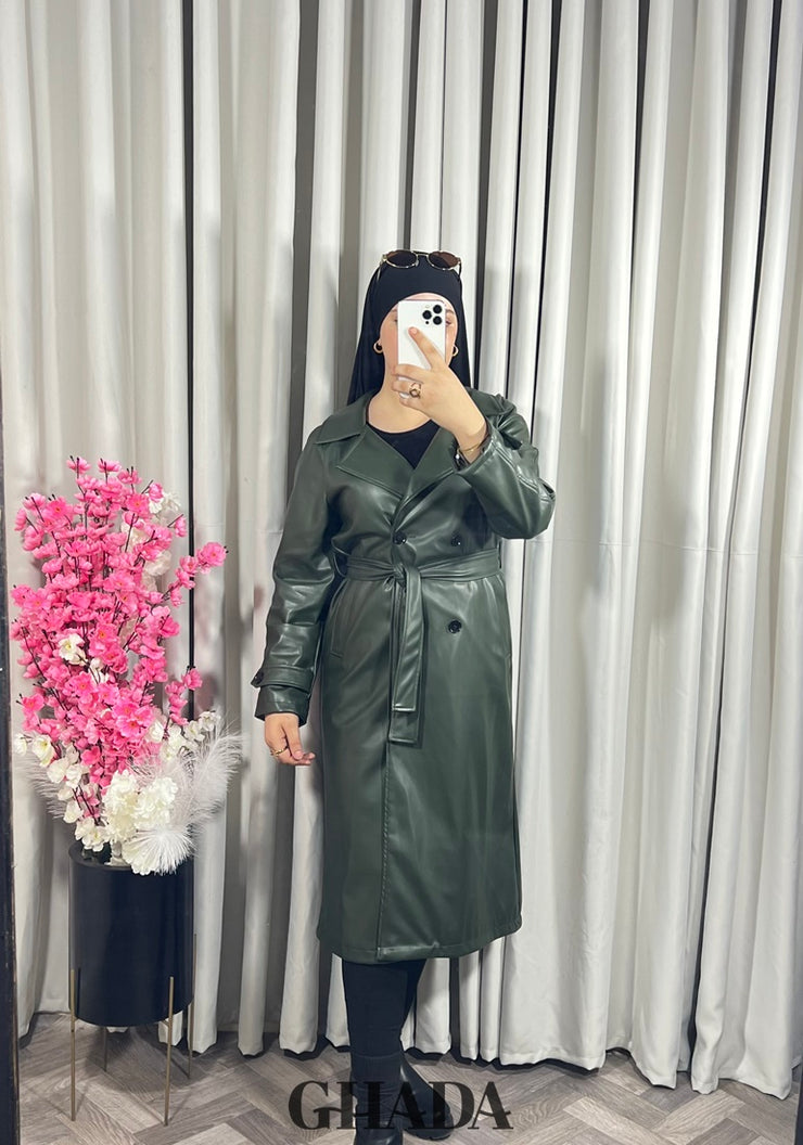 Trench-coat en simili cuir