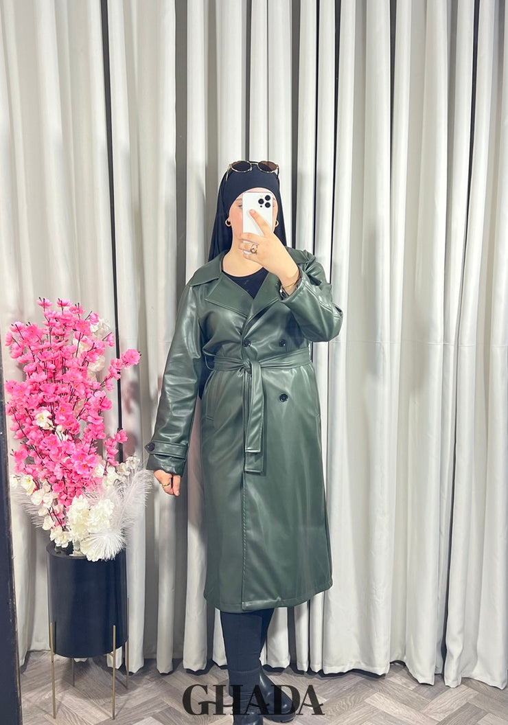 Trench-coat en simili cuir