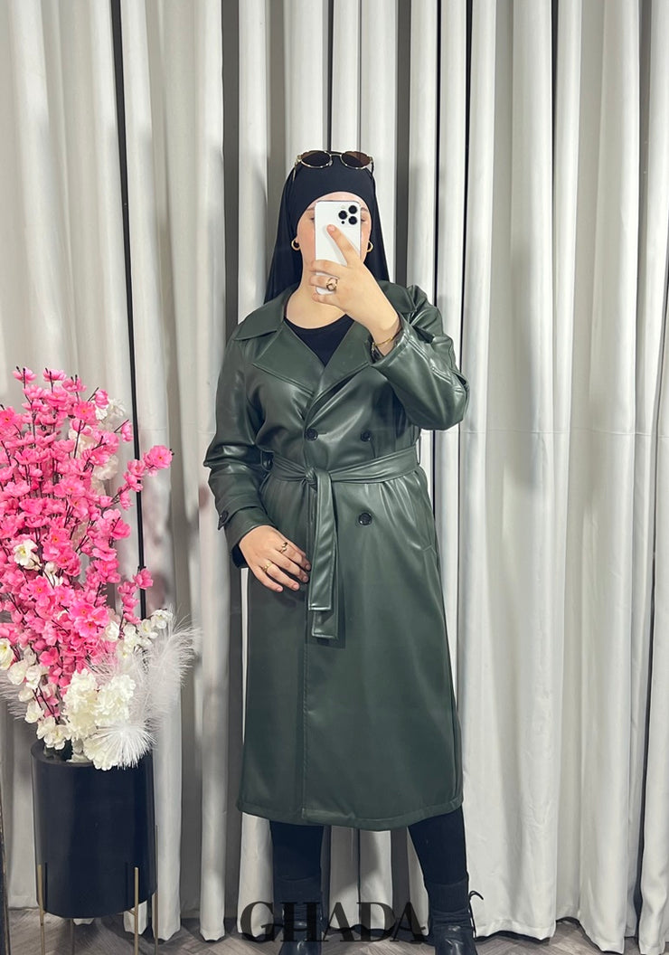 Trench-coat en simili cuir