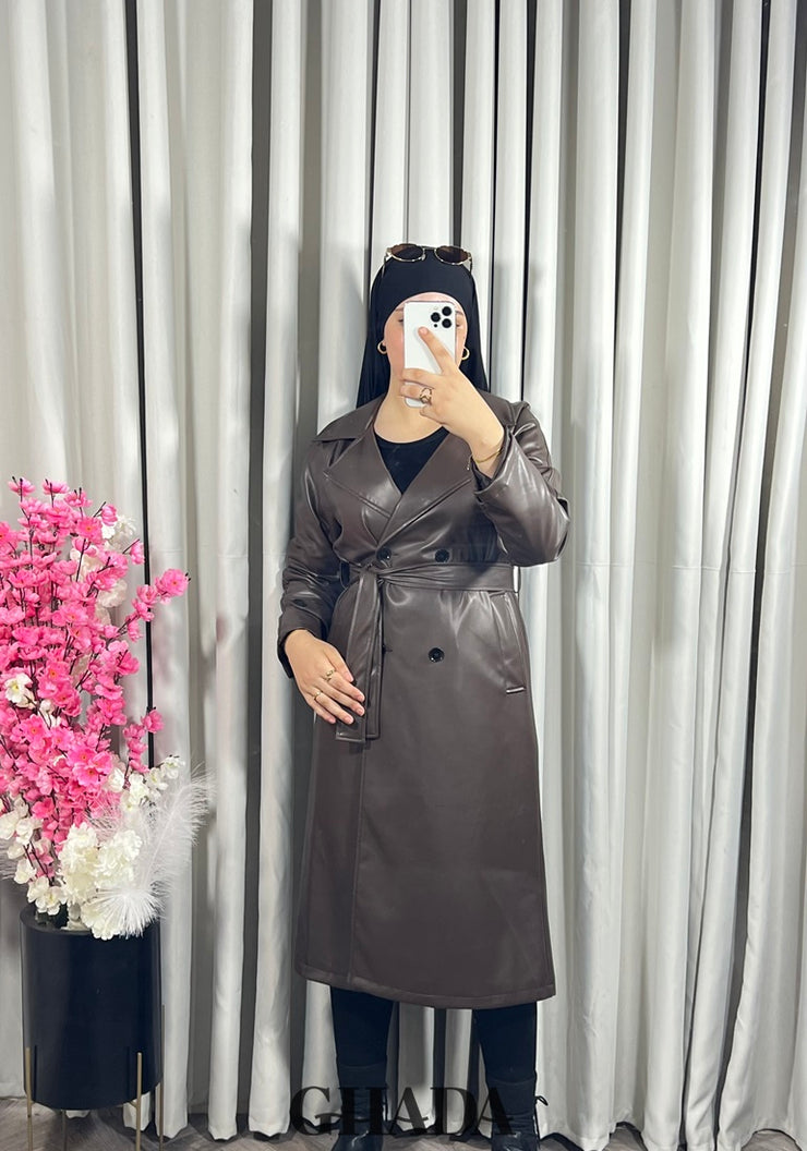 Trench-coat en simili cuir