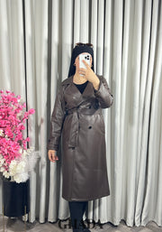 Trench-coat en simili cuir