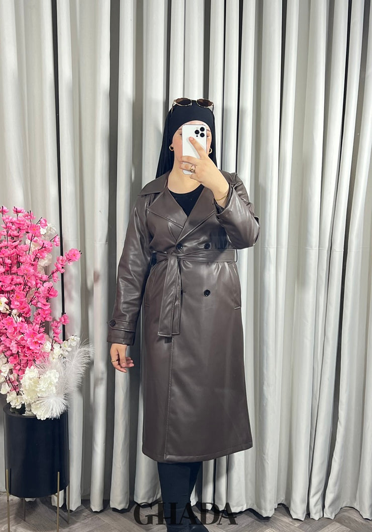 Trench-coat en simili cuir