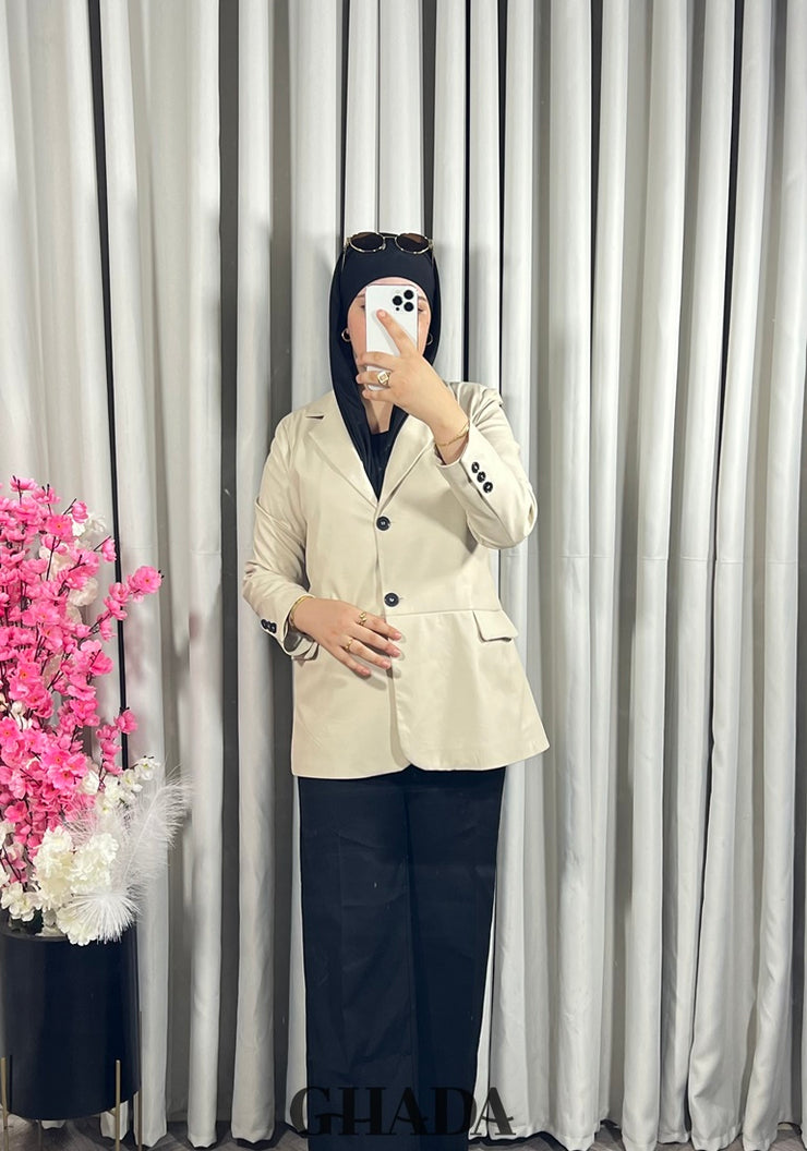 Veste en simili-cuir beige