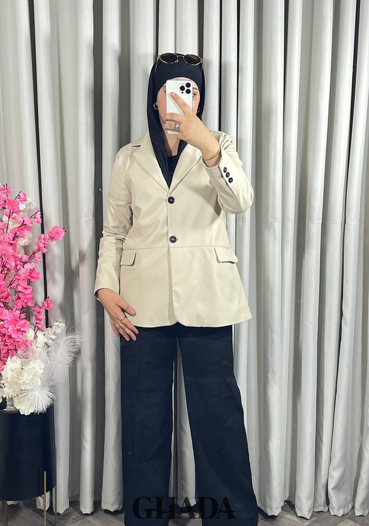 Veste en simili-cuir beige