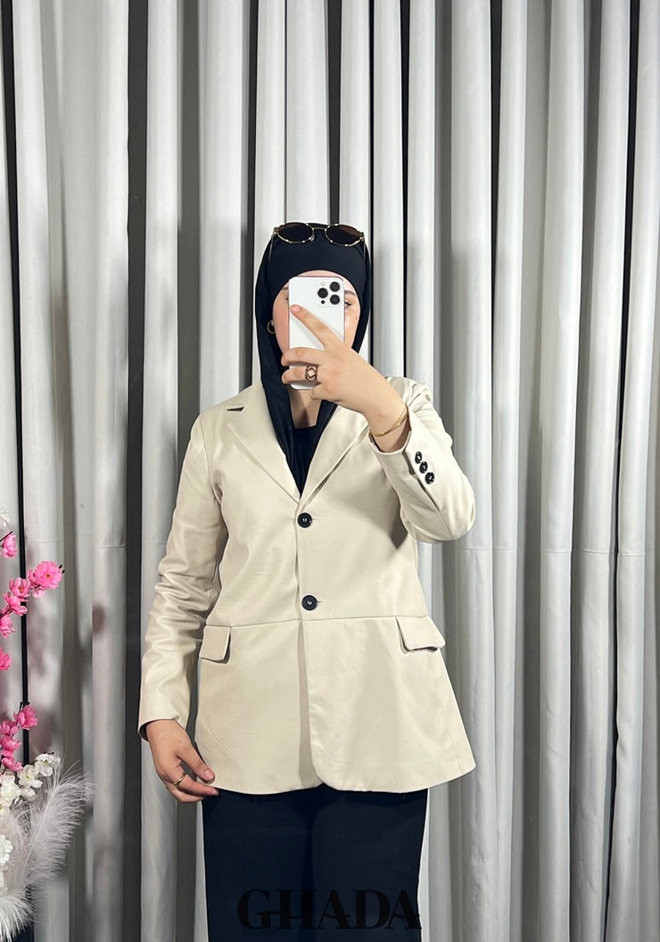 Veste en simili-cuir beige