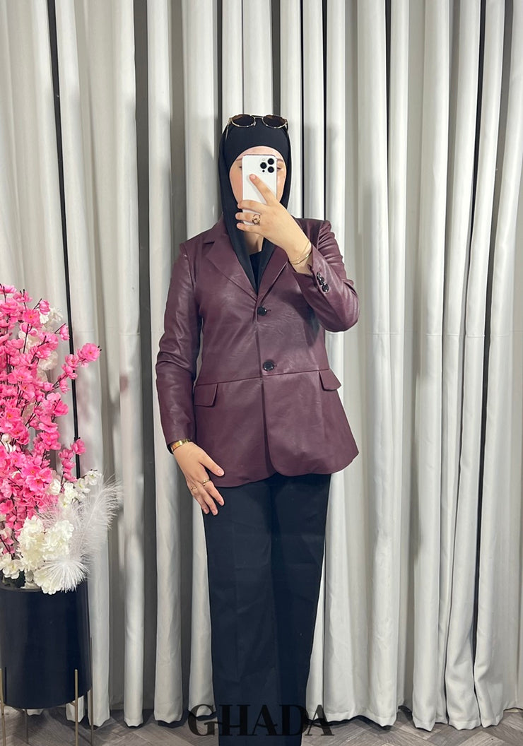 Veste en simili-cuir bordeaux