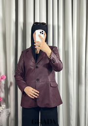 Veste en simili-cuir bordeaux