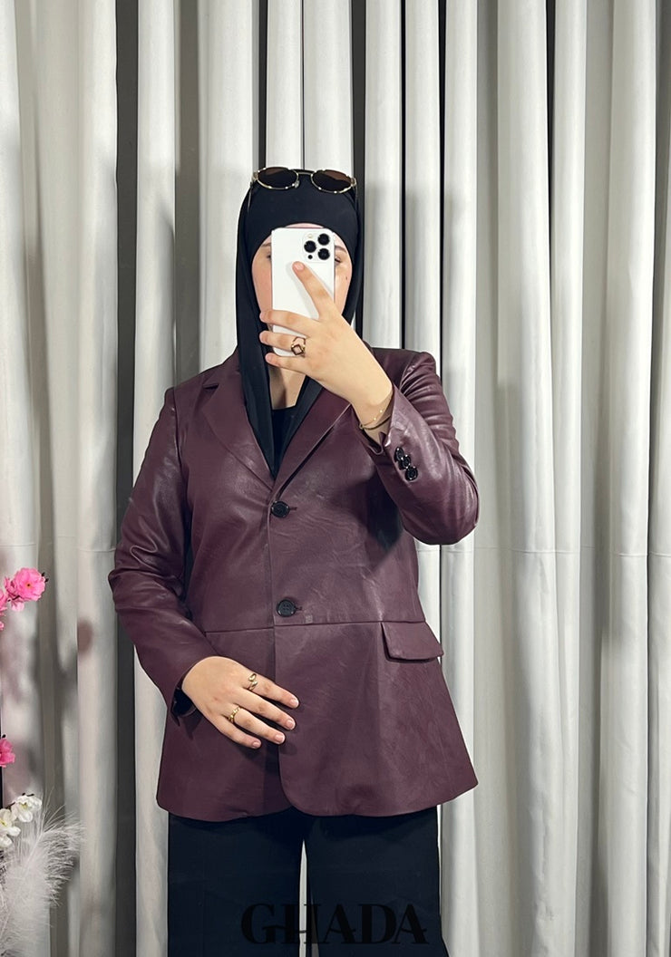 Veste en simili-cuir bordeaux