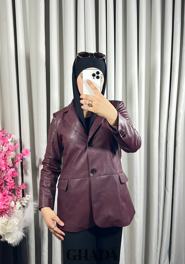 Veste en simili-cuir bordeaux