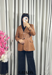 Veste en simili-cuir camel